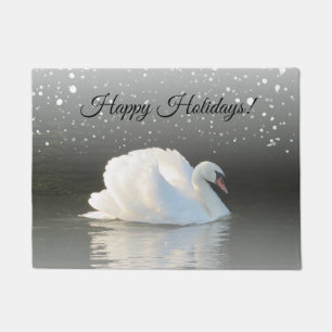 Winter Swan Happy Holidays Fußmatte