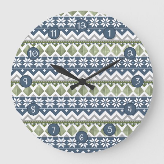 Winter Sweater Clock Große Wanduhr (Vorderseite)