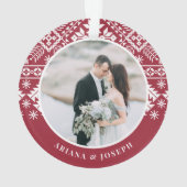 Winter Sweater Pattern | Hochzeitsstift Foto Ornament (Rückseite)