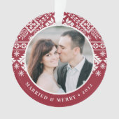 Winter Sweater Pattern | Hochzeitsstift Foto Ornament (Vorderseite)