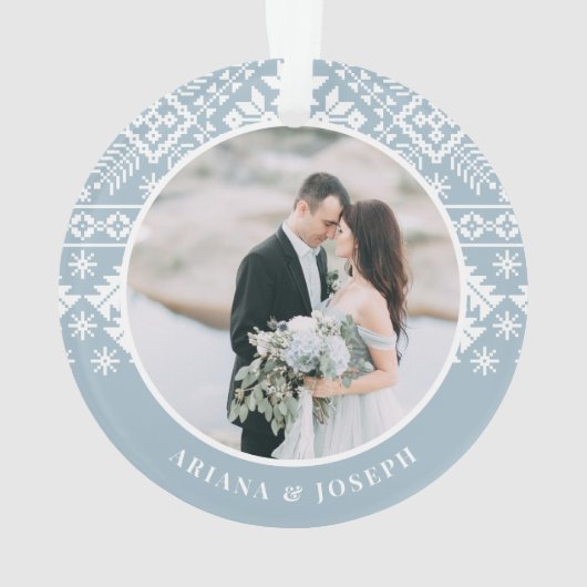 Winter Sweater Pattern | Hochzeitsstift Foto Ornament (Rückseite)
