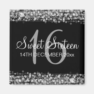 Winter Sweet 16 Geburtstagsparty Glitzern Silver Magnet