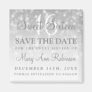 Winter Sweet 16 Geburtstagsparty Silver Bokeh Ligh Magnet