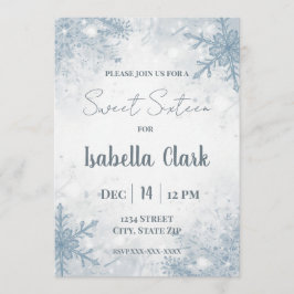 Winter Sweet Sixteen Invitation – Soft Snowflakes Einladung