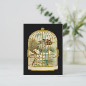 Winter Szene Birdcage Postkarte (Stehend Vorderseite)
