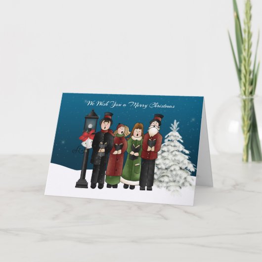 Winter-Szene der Caroler Feiertagskarte (Vorderseite)
