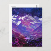 Winter Szene des Schnees auf den Bergen bei Nacht Postkarte (Vorne/Hinten)