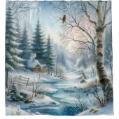 Winter Szene Duschvorhang (Vorderseite)