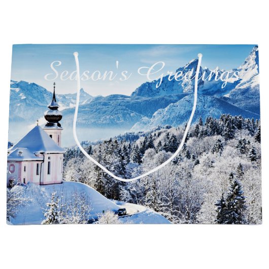 Winter-Szene Große Geschenktüte (Vorderseite)