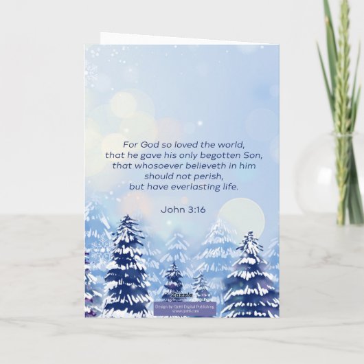 Winter Szene John 3:16 Everlasting Life Weihnachte Karte (Rückseite)