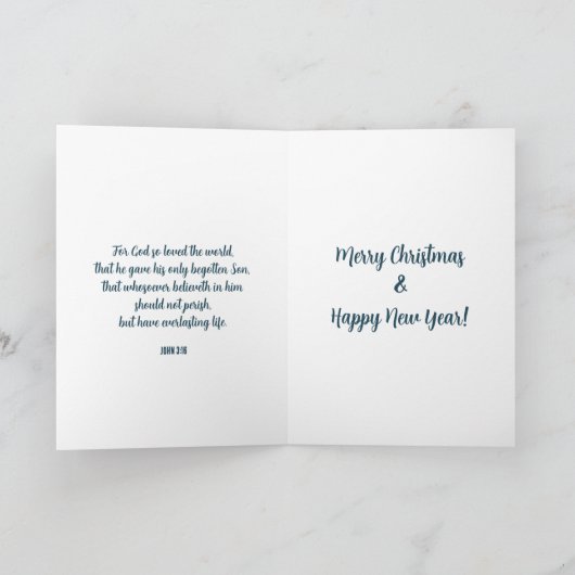 Winter Szene John 3:16 Everlasting Life Weihnachte Karte (Innenseite)