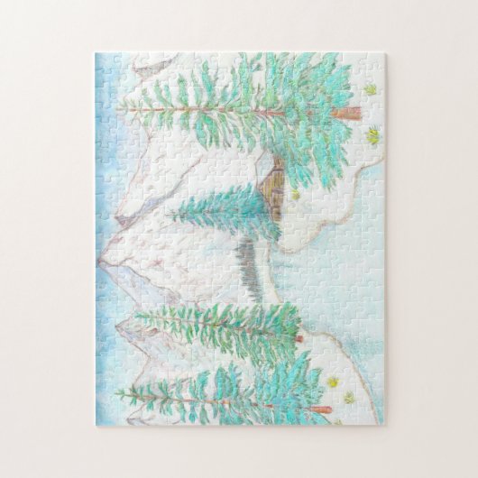 Winter Szene mit Bergen Jigsaw Puzzle (Vertikal)