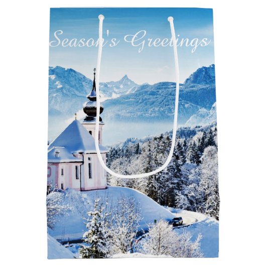 Winter-Szene Mittlere Geschenktüte (Rückseite)