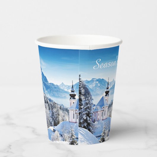 Winter-Szene Pappbecher (Rechts)