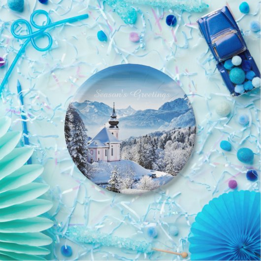 Winter-Szene Pappteller (Party)