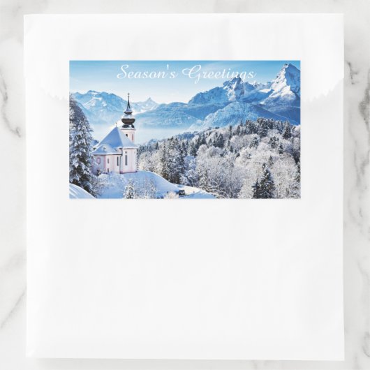 Winter-Szene Rechteckiger Aufkleber (Tasche)