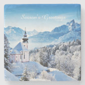 Winter-Szene Steinuntersetzer (Vorderseite)