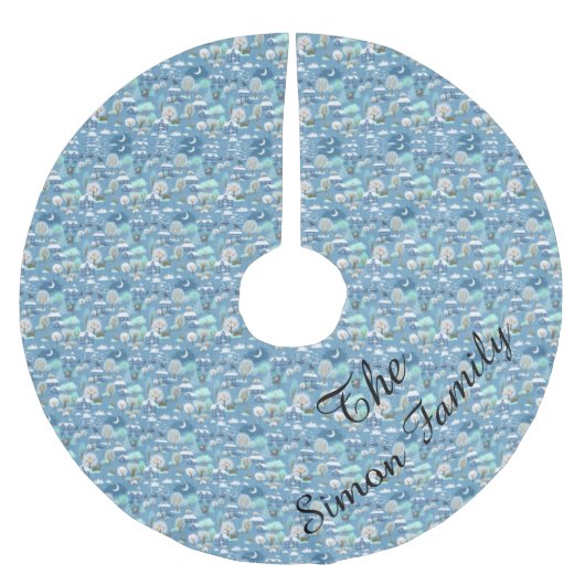 Winter Szene Weihnachtsbaumrock Polyester Weihnachtsbaumdecke (Vorderseite)