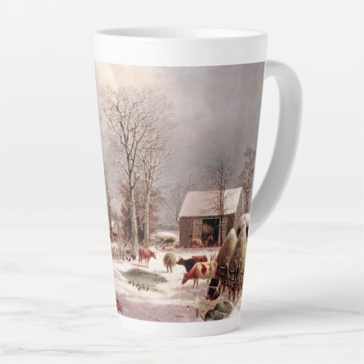 Winter-Szenen-Americanaschnee-Vieh Latte Tasse (Rechte Ecke)