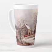 Winter-Szenen-Americanaschnee-Vieh Latte Tasse (Linke Ecke)