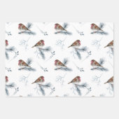 Winter Szenen Birds Bäume Branchen Schnee Weihnach Geschenkpapier Set (Vorderseite)