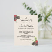 Winter-Tannenzapfen-Feier-des-Lebens-Karte Einladung (Stehend Vorderseite)