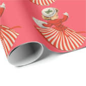 Winter-Tänzerin in Rotem und in weißem Geschenkpapier (Rolleneckpunkt)