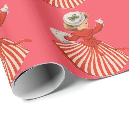 Winter-Tänzerin in Rotem und in weißem Geschenkpapier (Rolleneckpunkt)