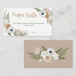 Winter Taupe Floral Diaper Raffle Baby Showspiel Visitenkarte