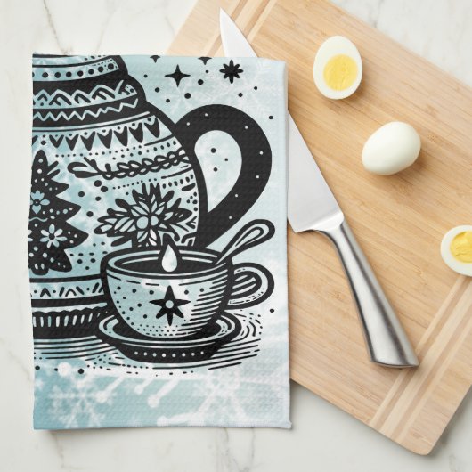 Winter Tea Kettle Geschirrtuch (Viertel Falte)