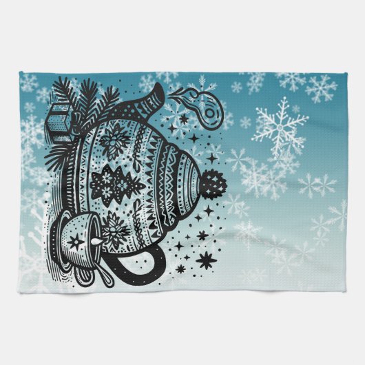 Winter Tea Kettle Geschirrtuch (Horizontal)