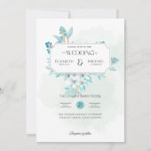 Winter Teal Blumenprint oder digitale Hochzeitsein Einladung (Vorderseite)