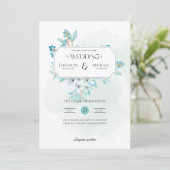 Winter Teal Blumenprint oder digitale Hochzeitsein Einladung (Stehend Vorderseite)