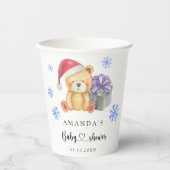Winter Teddy Bär Babydusche Pappbecher (Vorderseite)