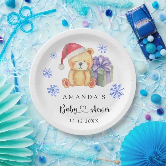 Winter Teddy Bär Babydusche Pappteller (Party)
