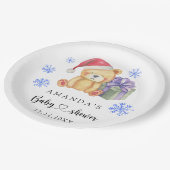 Winter Teddy Bär Babydusche Pappteller (Schrägansicht)