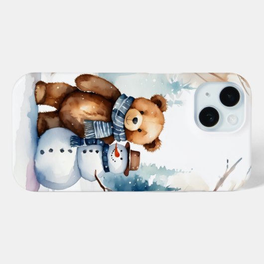 Winter Teddy Bär und Snowman Case-Mate iPhone Hülle (Rückseite (Horizontal))