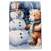 Winter Teddy Bär und Snowman Mittlere Geschenktüte (Vorderseite)