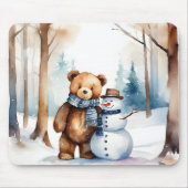 Winter Teddy Bär und Snowman Mousepad (Vorne)