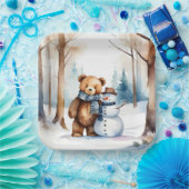 Winter Teddy Bär und Snowman Pappteller (Party)