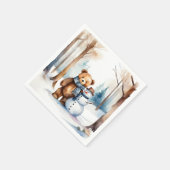 Winter Teddy Bär und Snowman Serviette (Ecke)