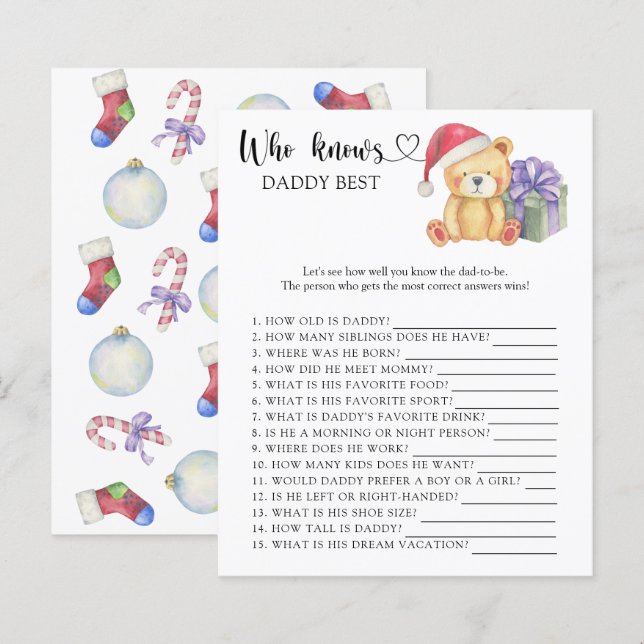 Winter Teddy Bär - Wer kennt Papa bestes Spiel (Vorne/Hinten)