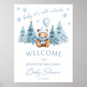 Winter Teddy Bear Baby Dusche Begrüßungszeichen Pl Poster (Vorne)