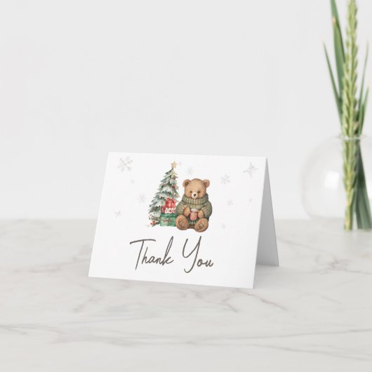 Winter Teddy Bear Baby Dusche Dankeskarte (Vorderseite)