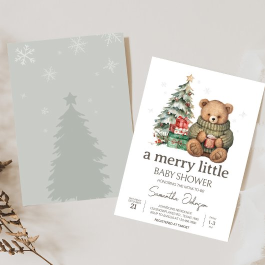 Winter Teddy Bear Baby Dusche Einladung