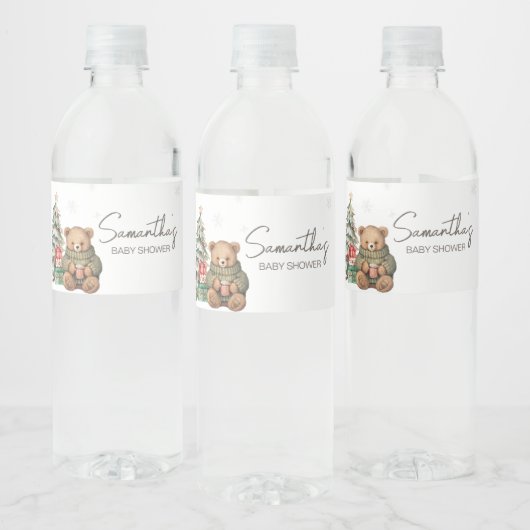 Winter Teddy Bear Baby Dusche Wasserflaschenetikett (Flaschen)