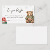 Winter Teddy Bear Babydusche Windelwanne Raffel Begleitkarte (Vorne/Hinten)