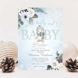 Winter Teddy Bear Boy Baby Dusche Einladung
