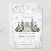 Winter Teddy Bear Gender Neutral Baby Dusche Einladung (Vorderseite)
