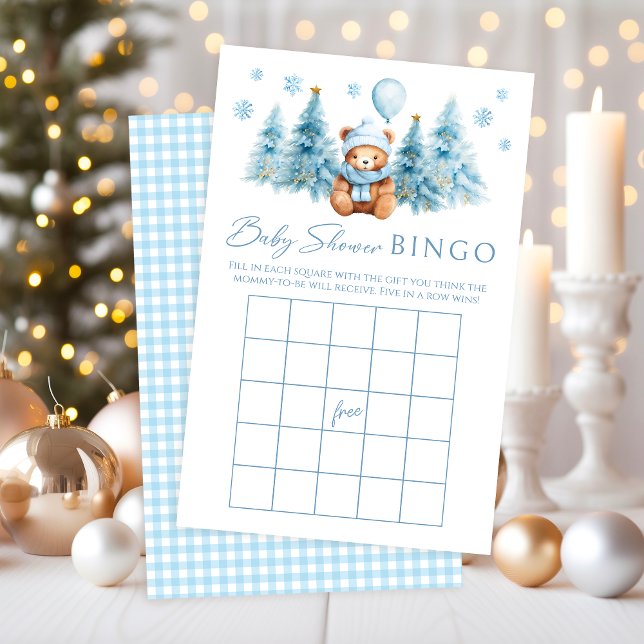 Winter Teddy Bear Pine Tree Baby Showspiel Bingo (Von Creator hochgeladen)